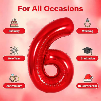 Number Balloons Red Party Balloon - Image 5