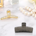 2PCS Vintage Pearl Hair Claw Clips, Luxury Metal Gold Clip for Thin/Thick Hair, Strong Hold Jaw Clips, Wedding/Birthday Hair Accessories for Girls' Styling (5)
