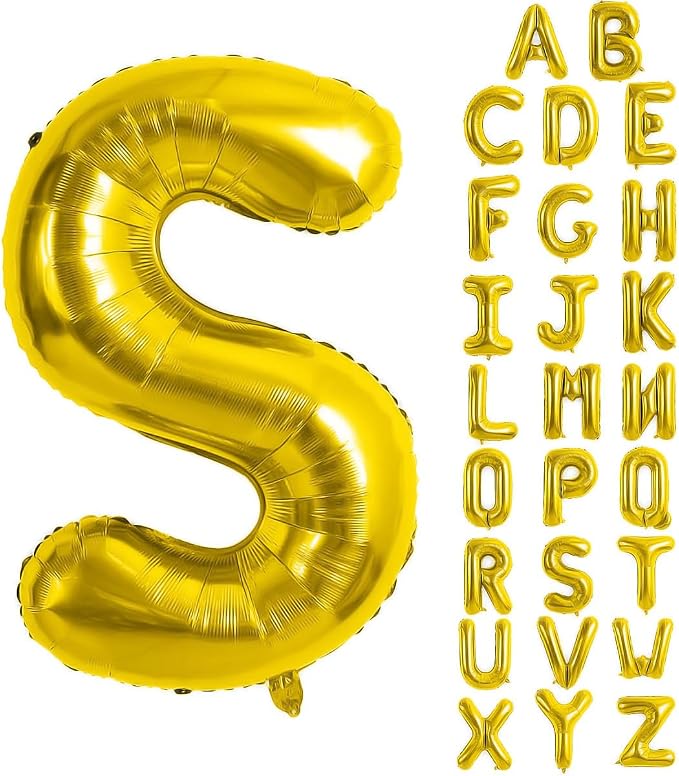 Gold Letter Balloons 40 Inch Large Letter S Balloon Aluminum | Foil Mylar Big by YUNSHANGMO