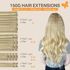 DOORES Clip in Hair Extensions Real Human Hair, Light Blonde Highlighted Golden Blonde 150g 9pcs 18 Inch, Real Hair Extensions Clip in Human Hair Natural Thick Human Hair Extensions Clip ins Straight