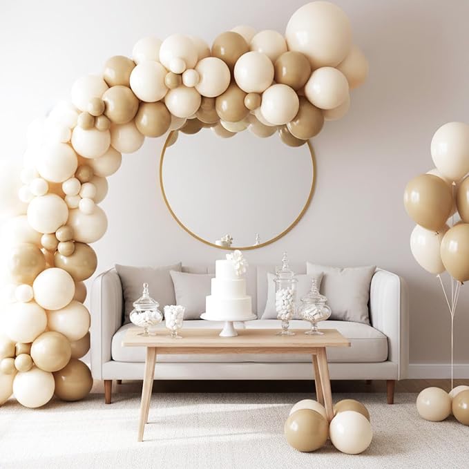 RUBFAC White Cream Balloons Arch Ivory White Wedding Balloon 154pcs | Beige - Image 7