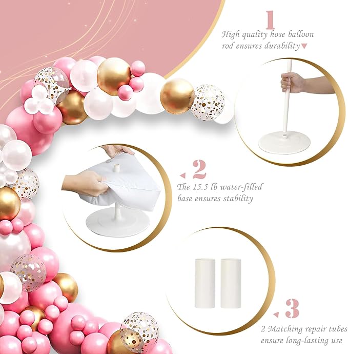 Arch Balloon Stand Kit, 8.2ft & 5ft Free Bending Soft Balloon Flower Backdrop - Image 3