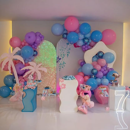 Pink and Blue Balloons, 12 Inch Macaron and Metallic Blue Pink Party Balloons - Image 5