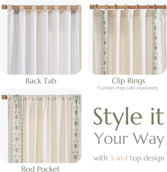 jinchan Floral Linen Curtains - Image 6