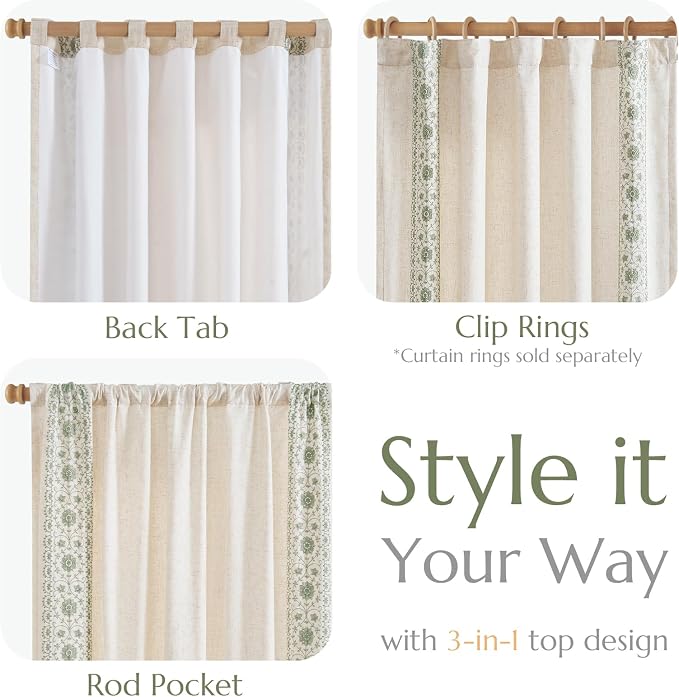 jinchan Floral Linen Curtains - Image 5