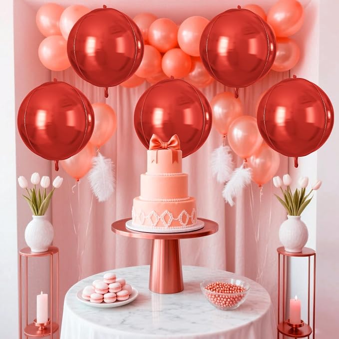 Red Round Foil Balloons 9 pcs - Image 5