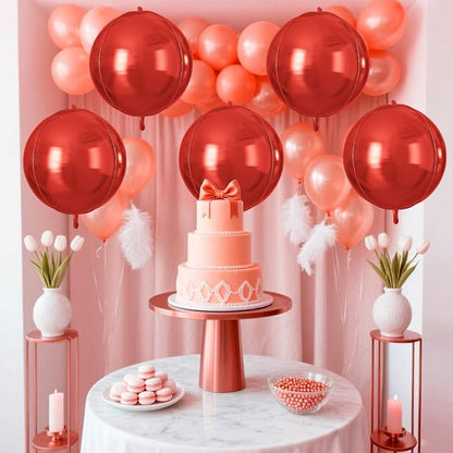 Red Round Foil Balloons 9 pcs - Image 5