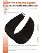 Sunny Hair Tape in Hair Extensions Real Human Hair Invisible Remy Hair Extensions Tape ins for Women Darkest Brown 14 inch 20Pcs 50G