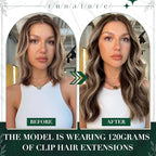 RUNATURE Clip in Hair Extensions Real Human Hair Dark Brown Highlight Soft Silky Human Hair Clip in Extensions 50g 3pcs 18 Inch #3P12 Brown Highlight Blonde
