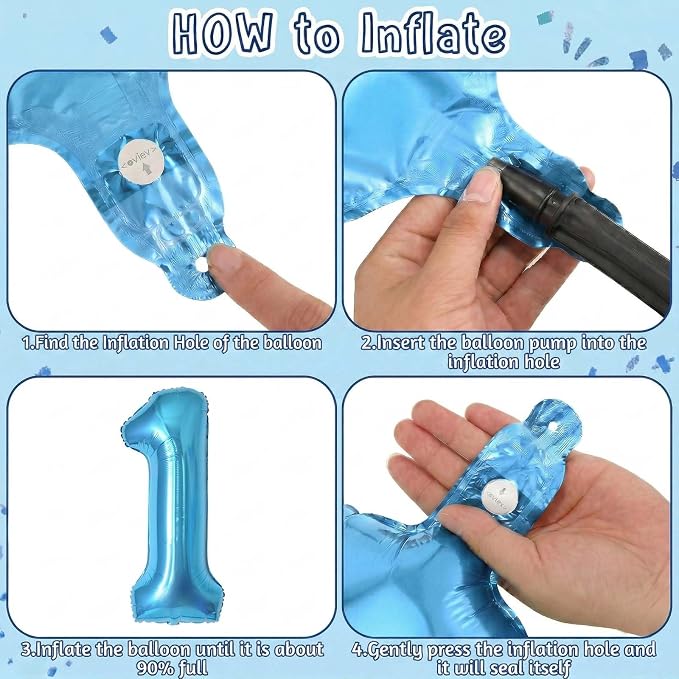 Light Blue Number 1 Balloon 40 Inch, Foil Numeral - Image 5