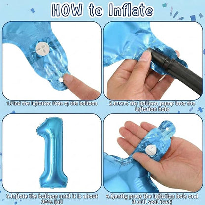 Light Blue Number 1 Balloon 40 Inch, Foil Numeral - Image 5