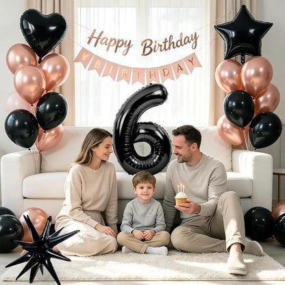 TONIFUL 6th Birthday Balloons Kit 40 Inch Black Large Number 6 Foil Balloon | - Image 3