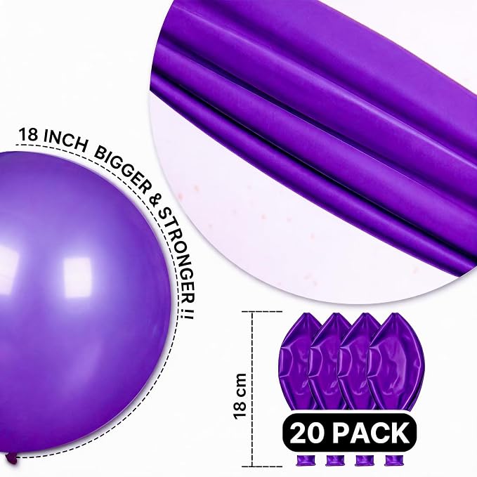 PartyWoo Dark Purple Balloons 20pcs Royal Purple Color 18 Inch | Balloons - Image 5