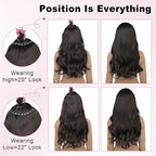ALXNAN Clip in Hair Extensions,Natural Black Long Wavy Hair Extensions Soft Synthetic Thick Hairpieces for Women 20 Inch