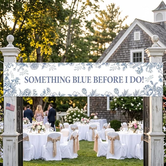 Something Blue Before I Do Banner Bridal Shower Bachelorette Decorations | - Image 4