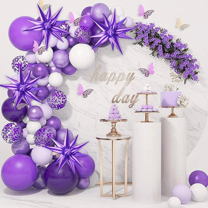 60 PCS Purple Star Balloons, 12 Point cone Explosion Star Foil Balloons - Image 3