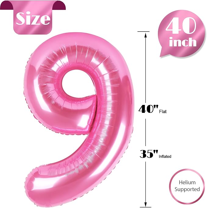 Pink Number 9 Balloon 40 Inch - Image 5