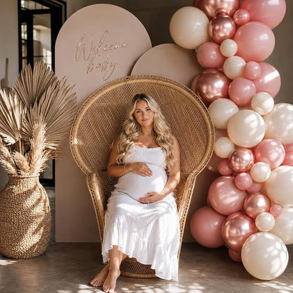 Blush Pink Balloons, 60 Packs 12 Inch Retro Pink Double Stuffed Nude Beige - Image 5