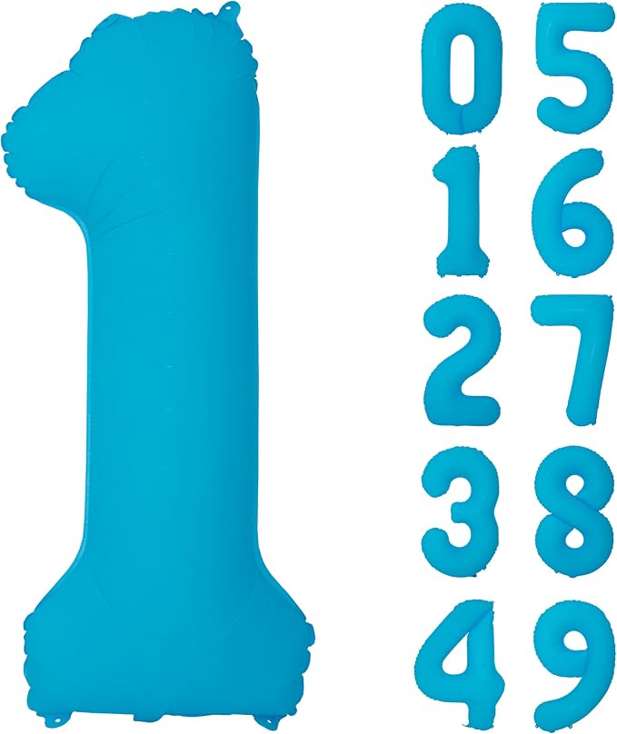 40 IN Blue Birthday Number 1 Balloon Fluorescent Blue Helium Foil Balloon | by YOIOZAIZAI