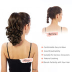 Ponytail Extension, Clip on Ponytails for Women, 12" Claw Clip in Short Curly Wavy Pony Hair Extension for Women - Brown