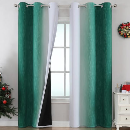 Green and Greyish White Blackout Curtains by ESTELARTEXTILER