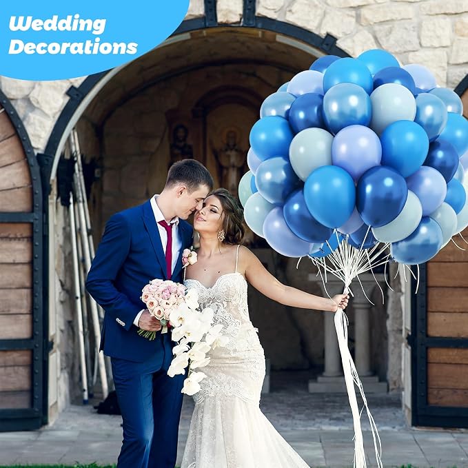 RUBFAC Blue Balloons, Light Blue Birthday Balloons 65pcs Pearl Pastel Party - Image 7