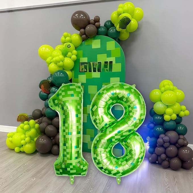Number 18th Birthday Balloon Lime Green Pixel, 40 Inch Large Dark Kelly Green - Image 6