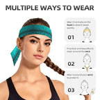 Men Women Cool Sports Sweatband Head Accessories for Yoga Fitness Spa, Elastic Multifunction Teal Turquoise Green Glitter Sparkle Texture Hair Band Headdress