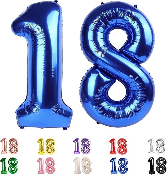 18 Balloon Numbers 40Inch for 18th Year Old Birthday Decorations, Dark Blue | by Mluchee