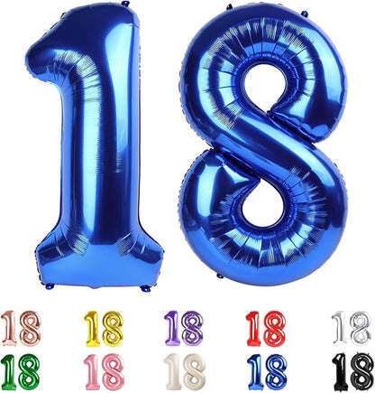 18 Balloon Numbers 40Inch for 18th Year Old Birthday Decorations, Dark Blue | by Mluchee