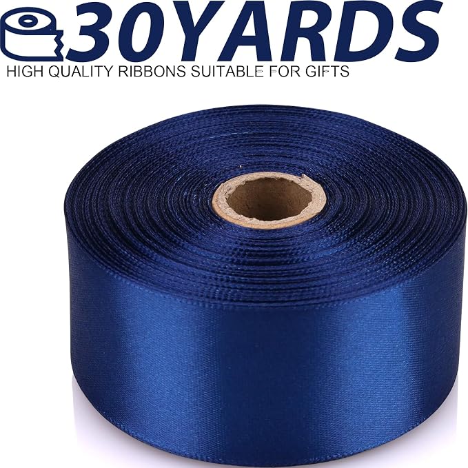 1-1/2 Inch 30 Yards Deep Blue Solid Satin Ribbon - Image 2