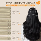 DOORES Human Hair Extensions Clip in Balayage Ash Blonde Highlighted Platinum Blonde 120g 7pcs 22 Inch Real Natural Thick Silky Hair