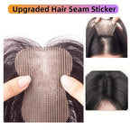 Anemone 100% Real Human Hair Topper No Need Clips Magic Paste Hair Seams 7x10cm Skin Base Fringe Bangs Easy to Wear (1B French Bangs)