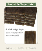 SURNEL Injected Invisible Tape in Hair Extensions Human Hair 20 Inch #4 Chocolate Brown Seamless Tape ins 20 Pcs 45g(#4,20)