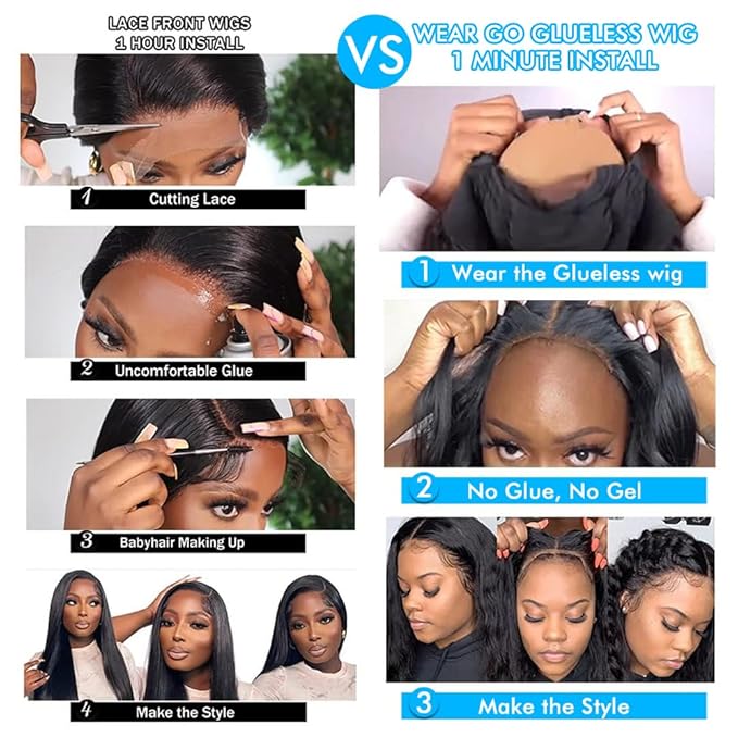 30 Inch Glueless Wigs Human Hair Pre Plucked Pre Cut 7x5 HD Lace Frontal Wigs Human Hair 180% Density Body Wave Wear and Go Glueless Wig 3 Seconds to Wear Easy Wigs for Beginners