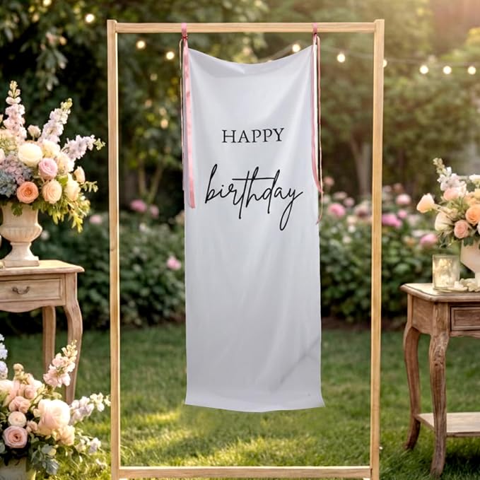 Tingjoo 27 × 78 Inch Happy Birthday Fabric Banner Long Birthday Party - Image 4