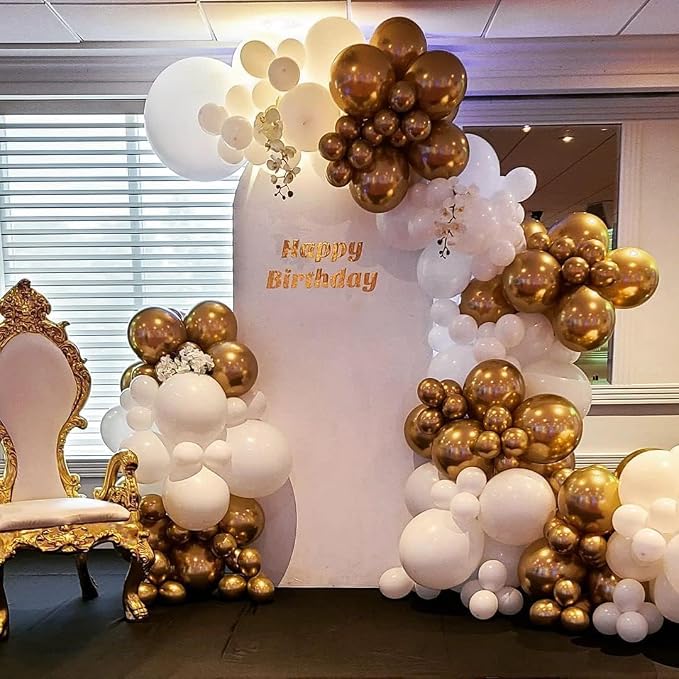 White and Gold Balloon Arch Kit, 22 18 12 10 5 Inch Different Size Balloons - Image 6