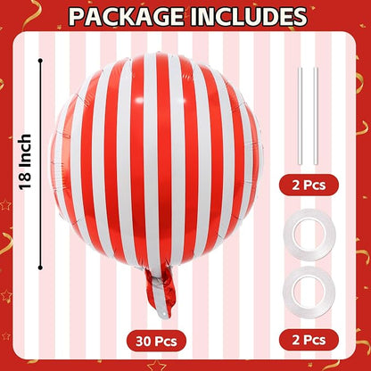 TONIFUL 30Pcs 18 Inch Round Balloons Large Red White Round Shape Foil Balloons - Image 2