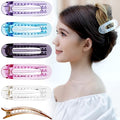 RC ROCHE 6 Pcs Flat Claw Hair Clips for Women Lay Down Barrettes No Crease Side Slide Thick Long Hair Duckbill French Against Head Jaw Claw Styling Clamp, Medium Transparent