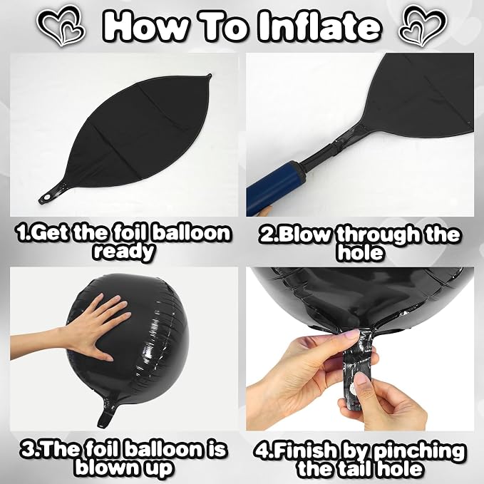 Black Round Foil Balloons 9 pcs - Image 8