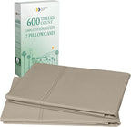 California Design Den Luxuriously Soft Premium 600 Thread Count, 100% Cotton Set of 2 Cases, Crisp King Size Pillow Cases 2Pc, Fits King Pillows (Cool Taupe)