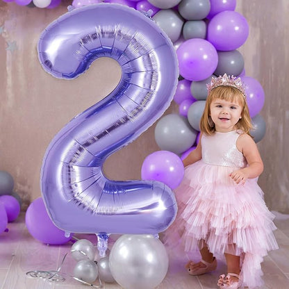 Purple Number 2 Balloon 40 Inch, Big Large Foil Helium Number Balloons - Image 4