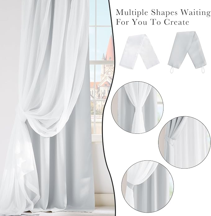 PONY DANCE Greyish White Bedroom Blackout Curtains - Image 9