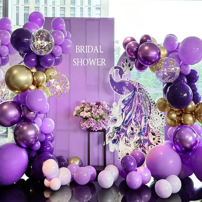 Purple and Gold balloon Arch Kit, Wedding Graduation Birthday Party Decorations - Image 5