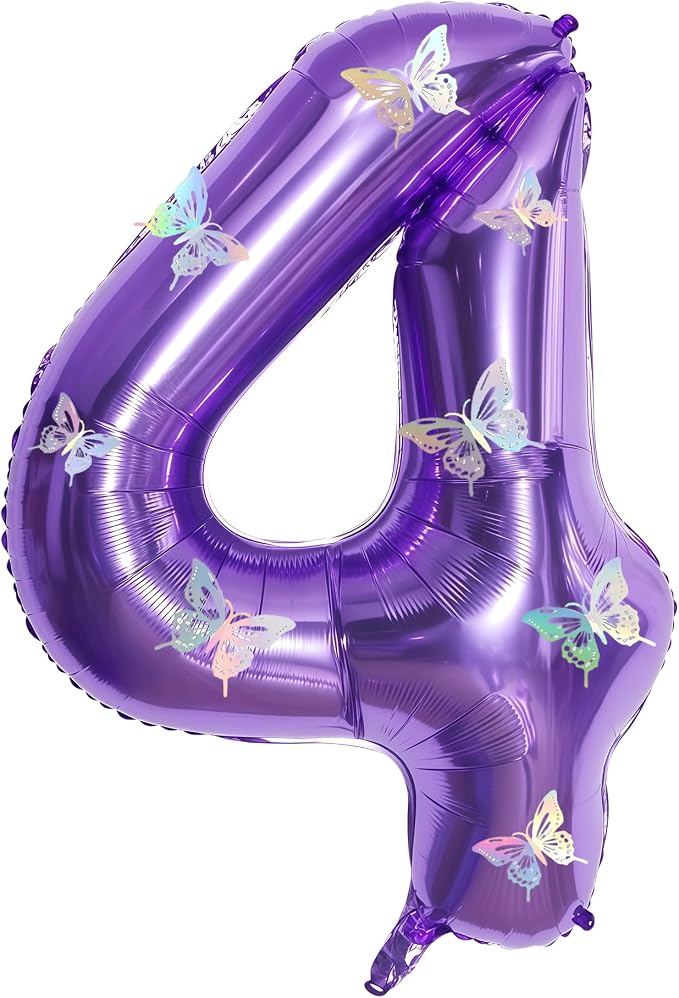 40 Inch Purple Number 4 Balloon by GLASNES