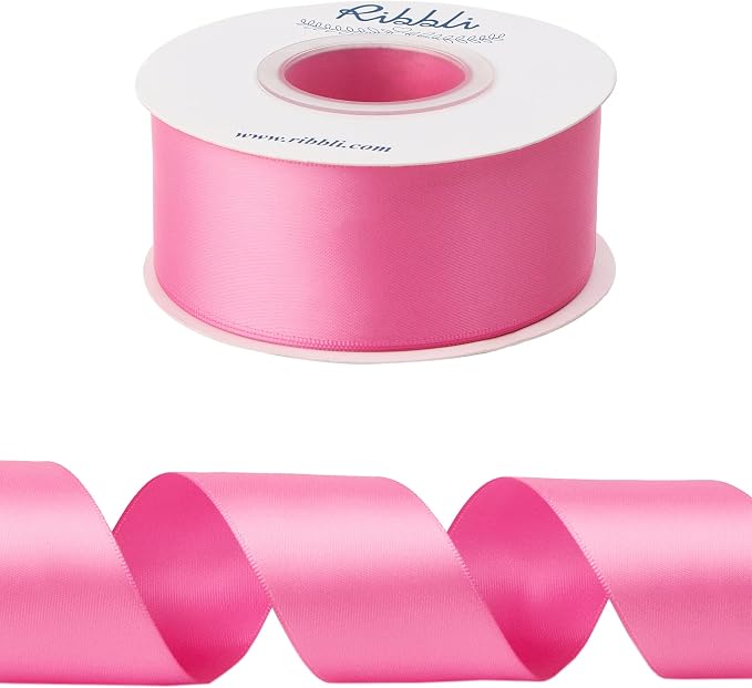 Ribbli Hot Pink Double Faced Satin Ribbon, 1-1/2” x Continuous 25 Yards - Image 2
