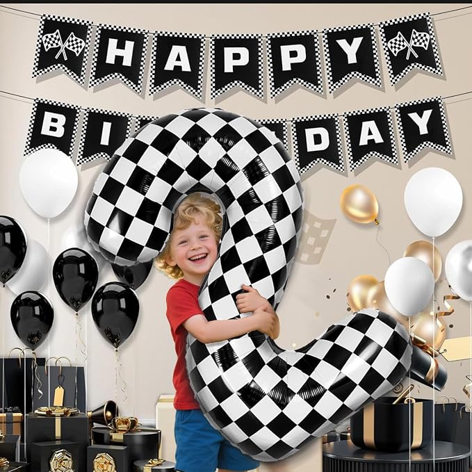 40 Inch Checkered Number Balloon - Image 3