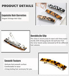 2 Pcs Hair Barrettes for Women Medium French Design Barrette clips Acetate Tortoise Shell Hair Clips for Thin Fine Hair