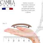Camila Paris CP3440 French Hair Barrette Clip for Girls, Brown, Rubberized Automatic Clasp Strong Hold Grip Hair Clips for Women, No Slip and Durable Styling Girls Hair Accessories, Made in France