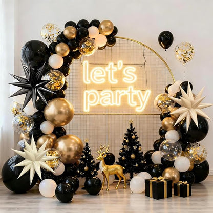Black White Gold Balloons Arch Kit, Exploding Star, Party Decor | Black Beige - Image 5